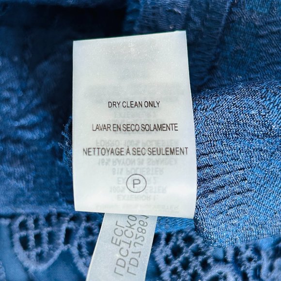 Karl Lagerfeld Navy Collared Lace Sheath Short Sleeve Dress (size 2) - Picture 8 of 13